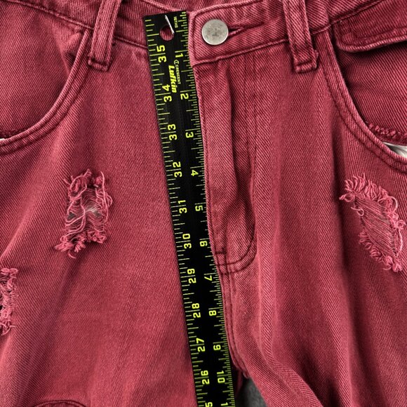 WEEN CHARM Mens Red Distressed Moto Biker / Skater Jeans Slim 32 Grunge Thrashed - Picture 8 of 10